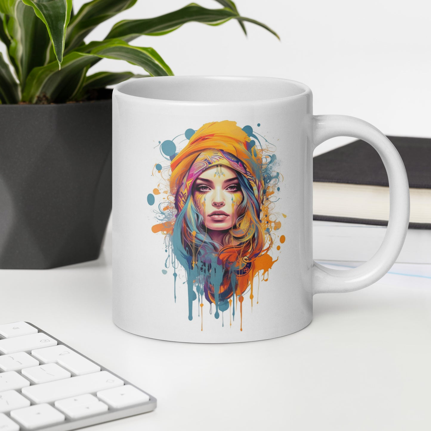 White glossy mug Arabian Dreaming BOHO