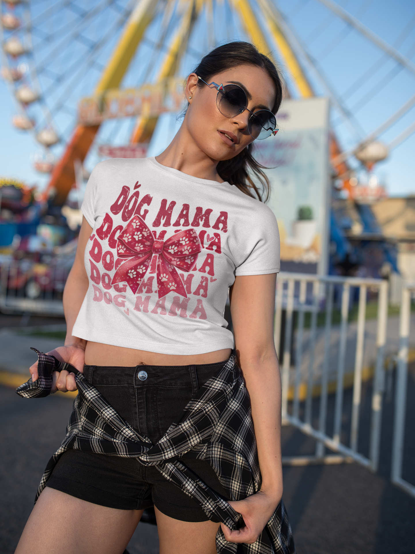 Women’s crop top "Dog Mama Valentine Coquette Bow"