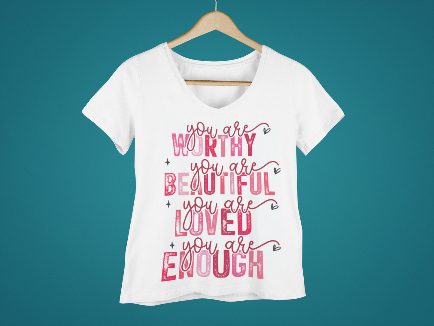 Women’s relaxed v-neck t-shirt "You are Enough"