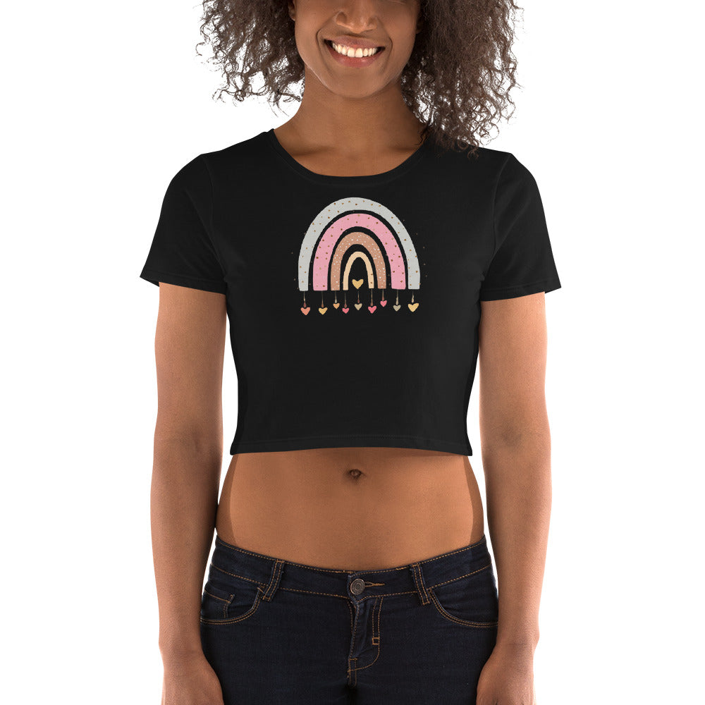 Women’s Crop Tee  "Rainbows & Hearts" Jumping Hearts