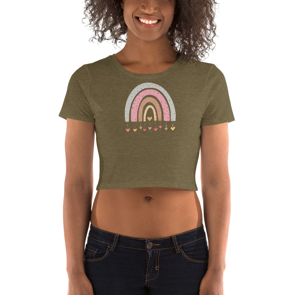 Women’s Crop Tee  "Rainbows & Hearts" Jumping Hearts