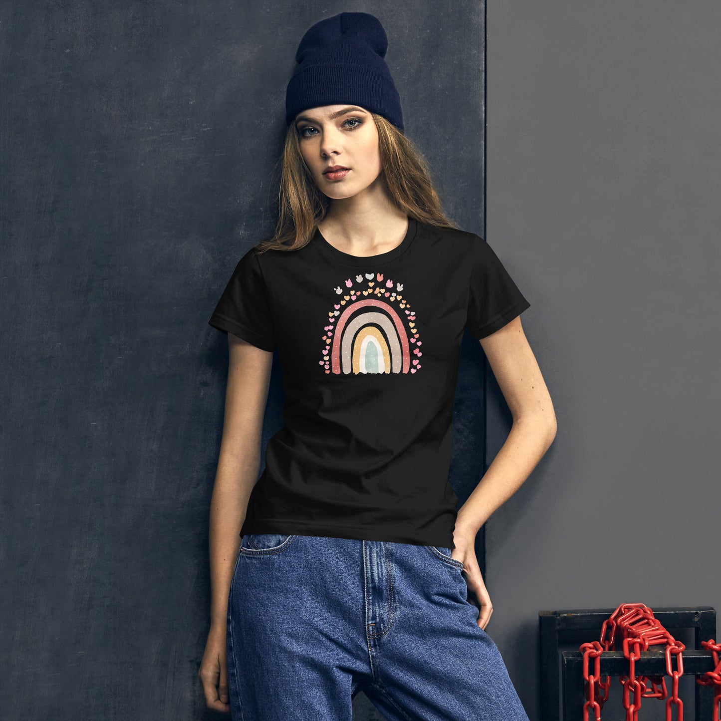 Women's Short Sleeve T-Shirt - "Rainbows & Hearts"  Spring