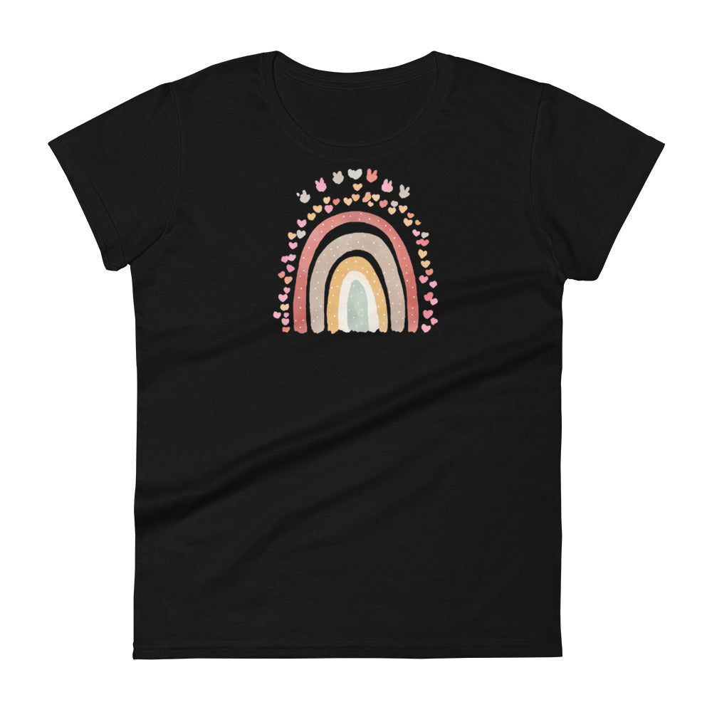 Women's Short Sleeve T-Shirt - "Rainbows & Hearts"  Spring