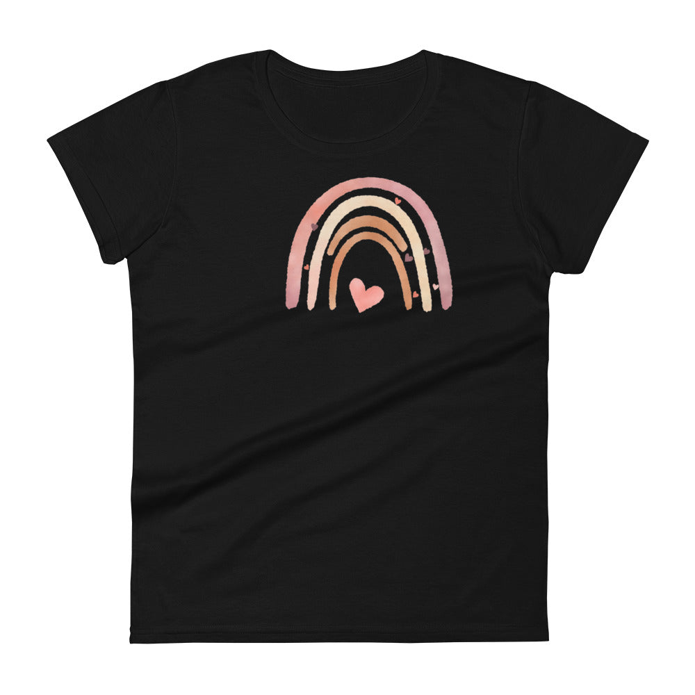 Women's Short Sleeve T-Shirt "Rainbows & Hearts" Heart