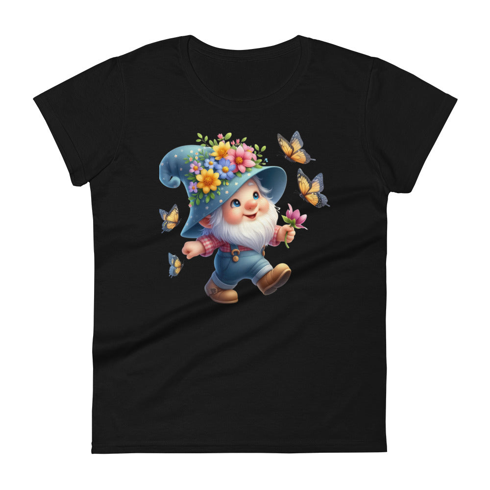 Women's Short Sleeve T-Shirt "Garden Gnomes" Butterflies