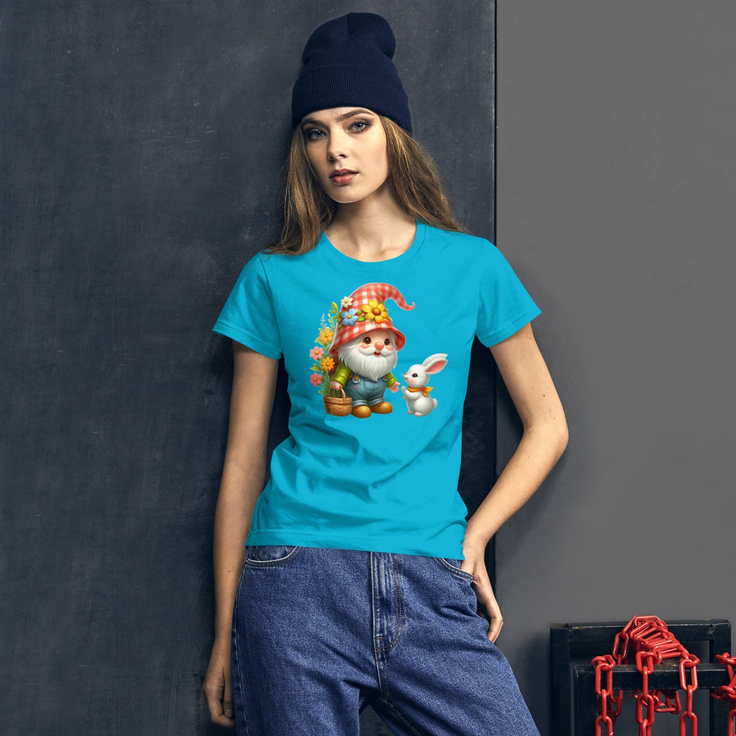 Women's Short Sleeve T-Shirt  "Garden Gnomes" Daisy & Bunny