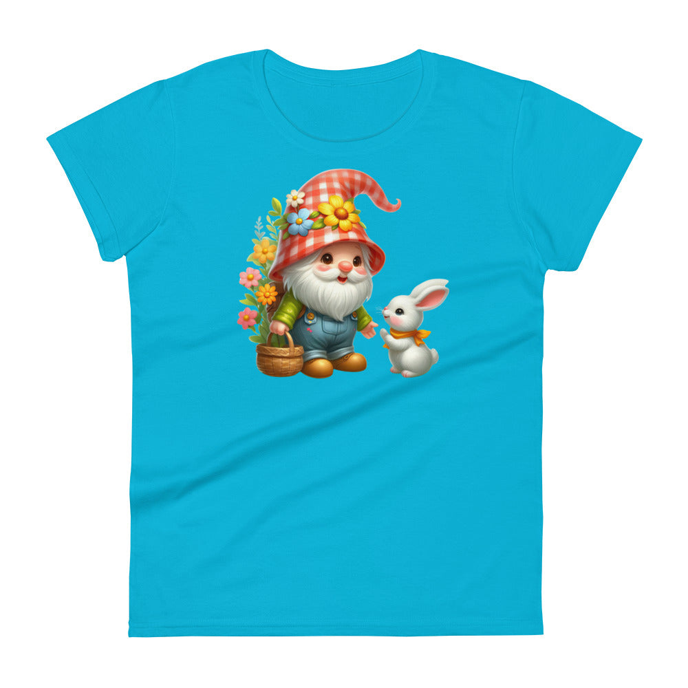 Women's Short Sleeve T-Shirt  "Garden Gnomes" Daisy & Bunny