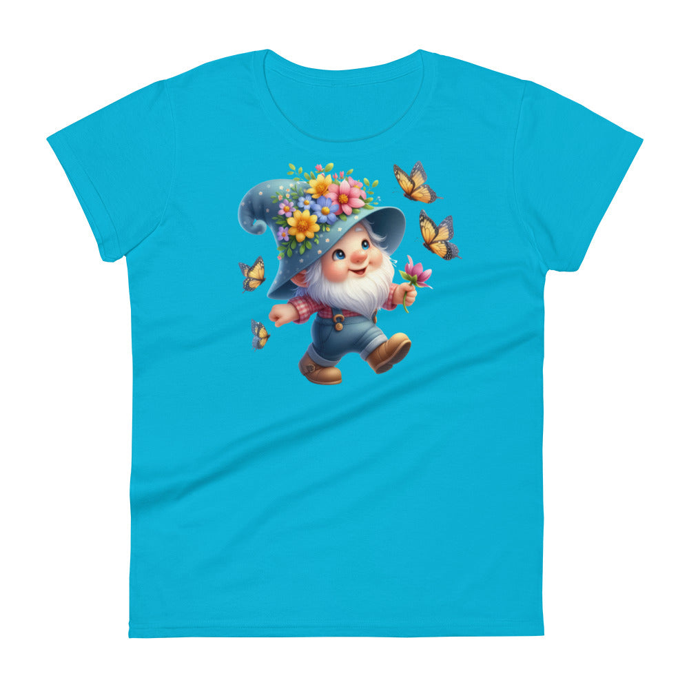 Women's Short Sleeve T-Shirt  "Garden Gnomes" Butterflies