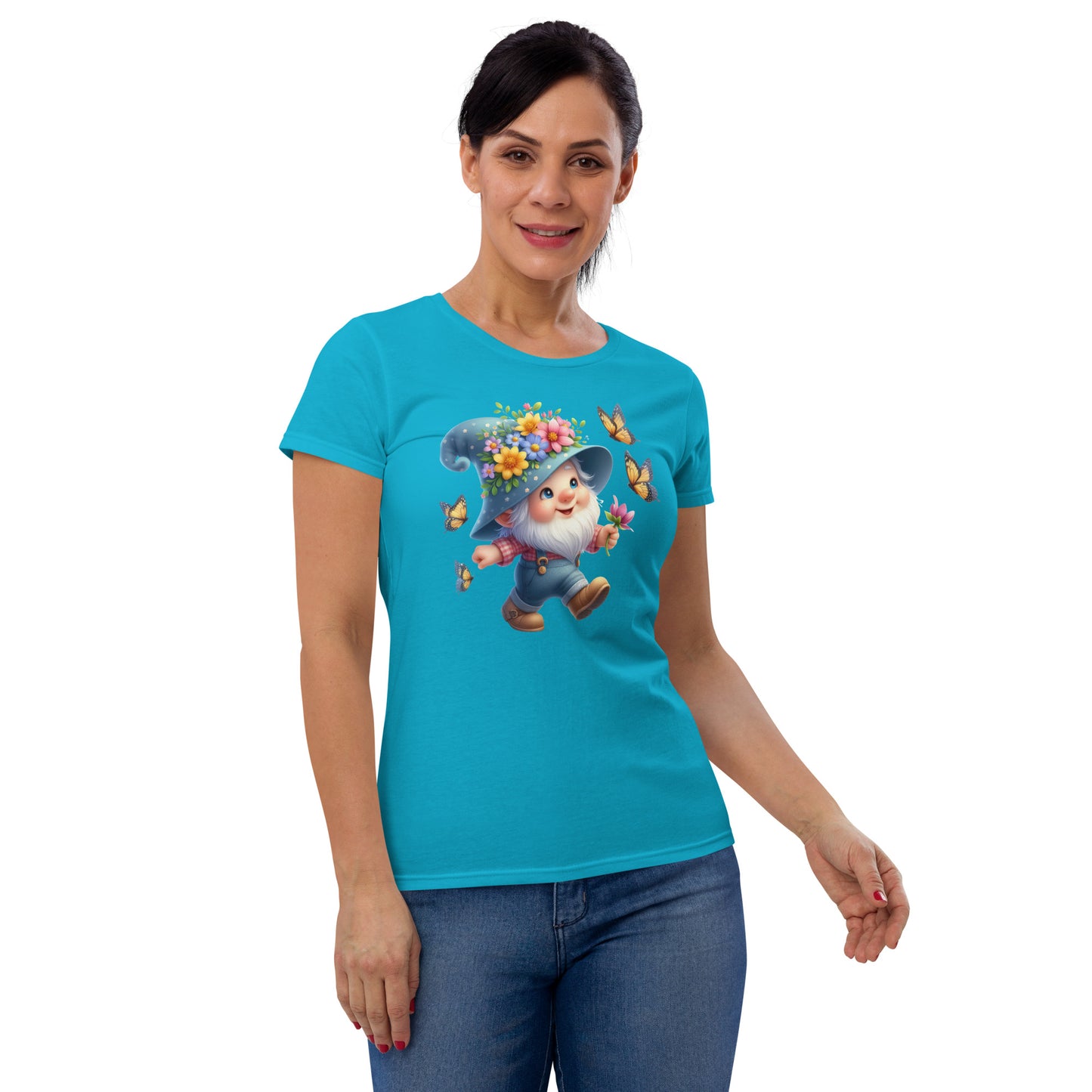 Women's Short Sleeve T-Shirt "Garden Gnomes" Butterflies