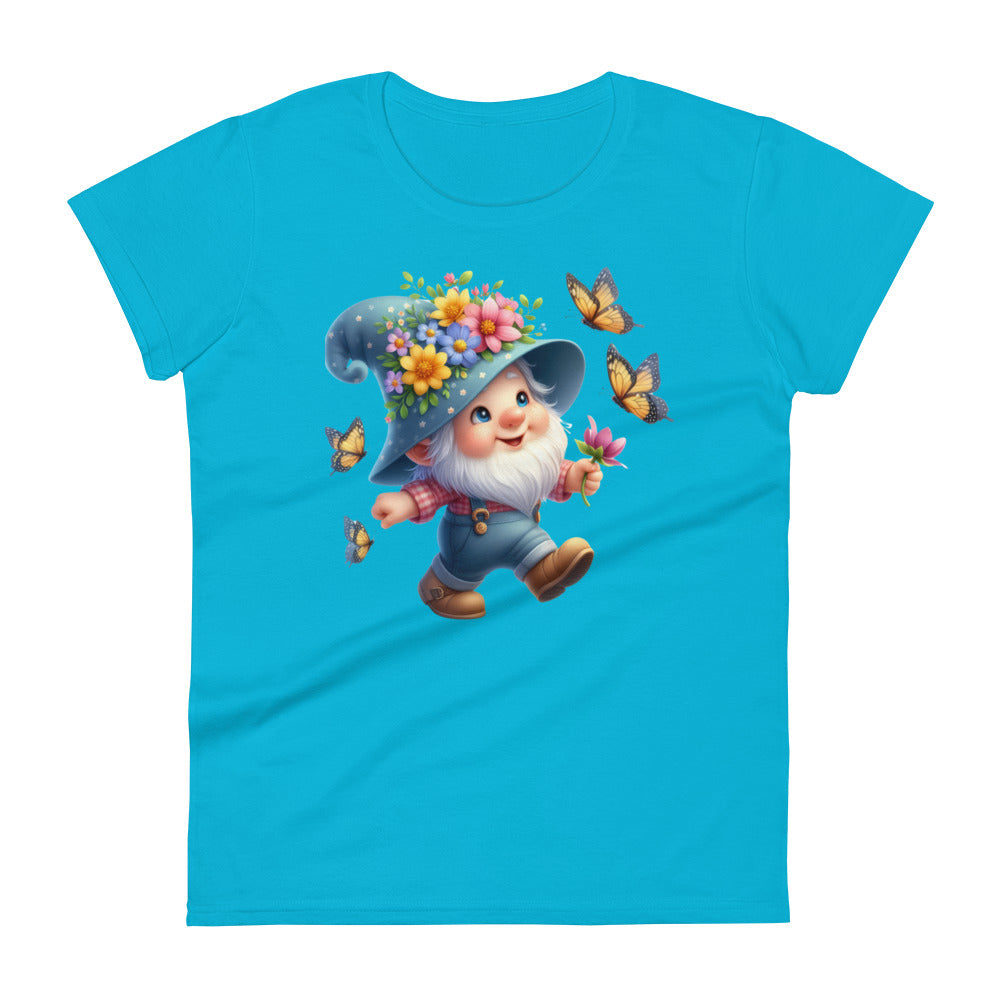 Women's Short Sleeve T-Shirt "Garden Gnomes" Butterflies