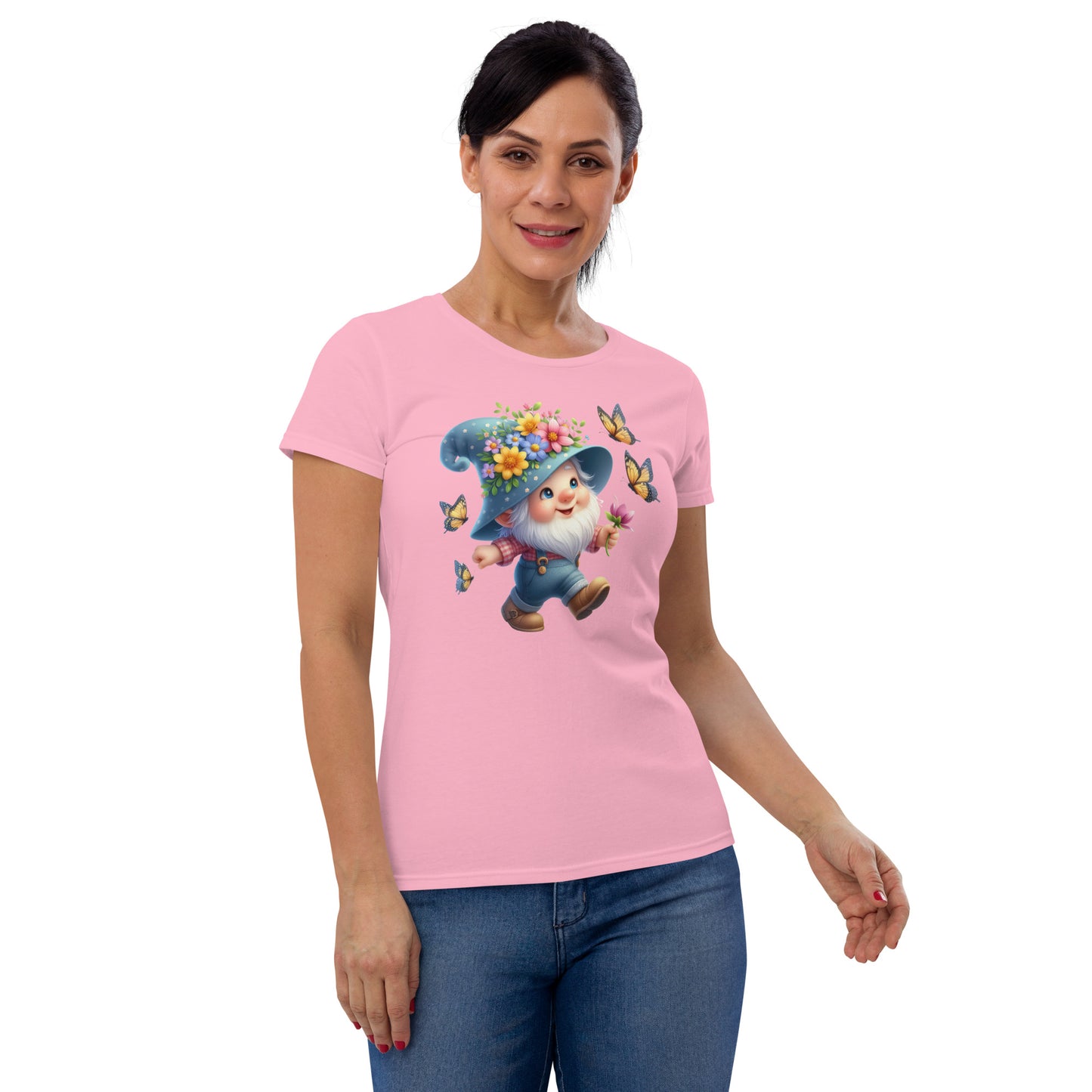 Women's Short Sleeve T-Shirt "Garden Gnomes" Butterflies