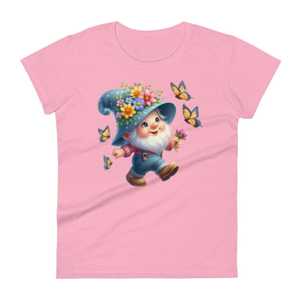 Women's Short Sleeve T-Shirt "Garden Gnomes" Butterflies