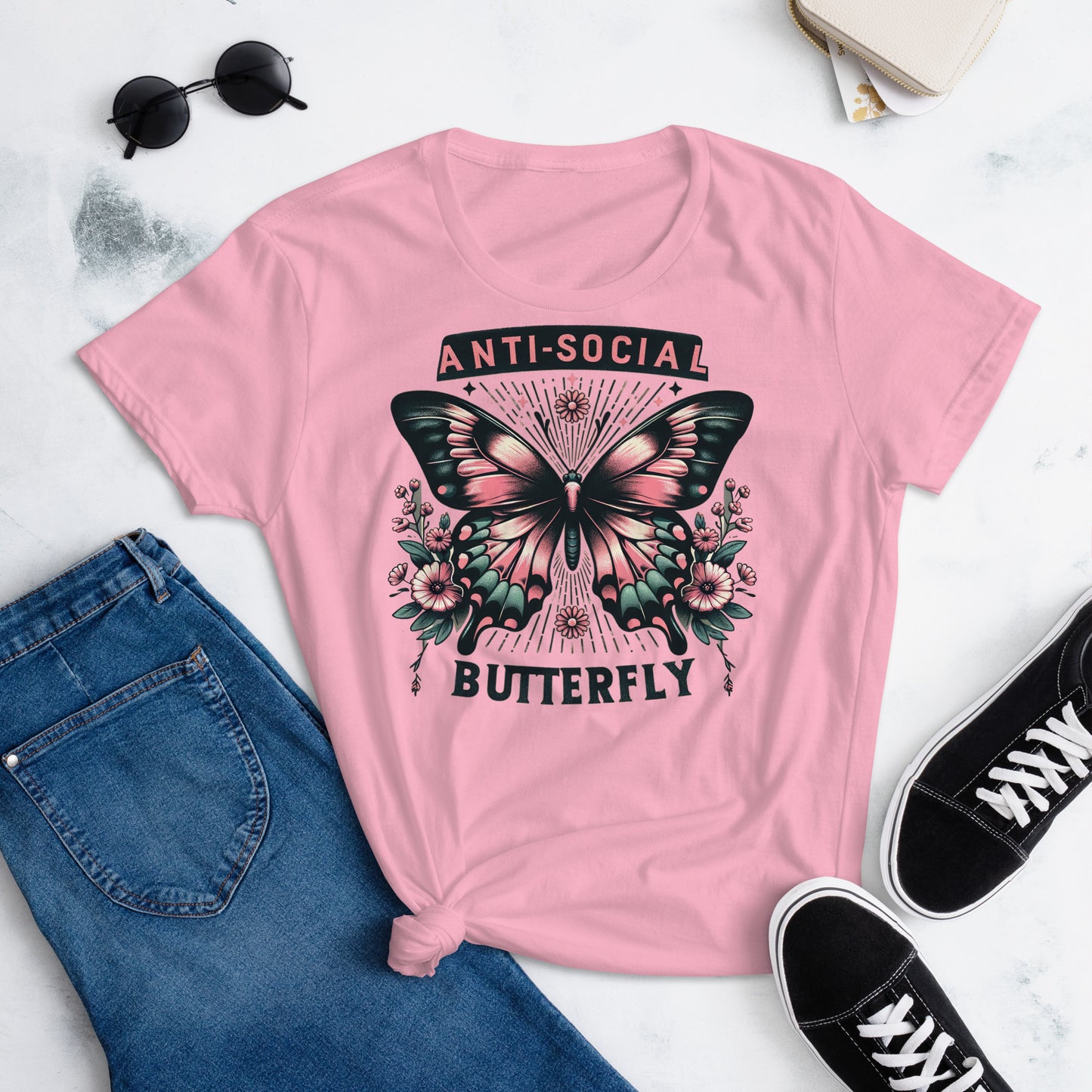 Women's Short Sleeve T-Shirt "Anti-Social Butterfly"