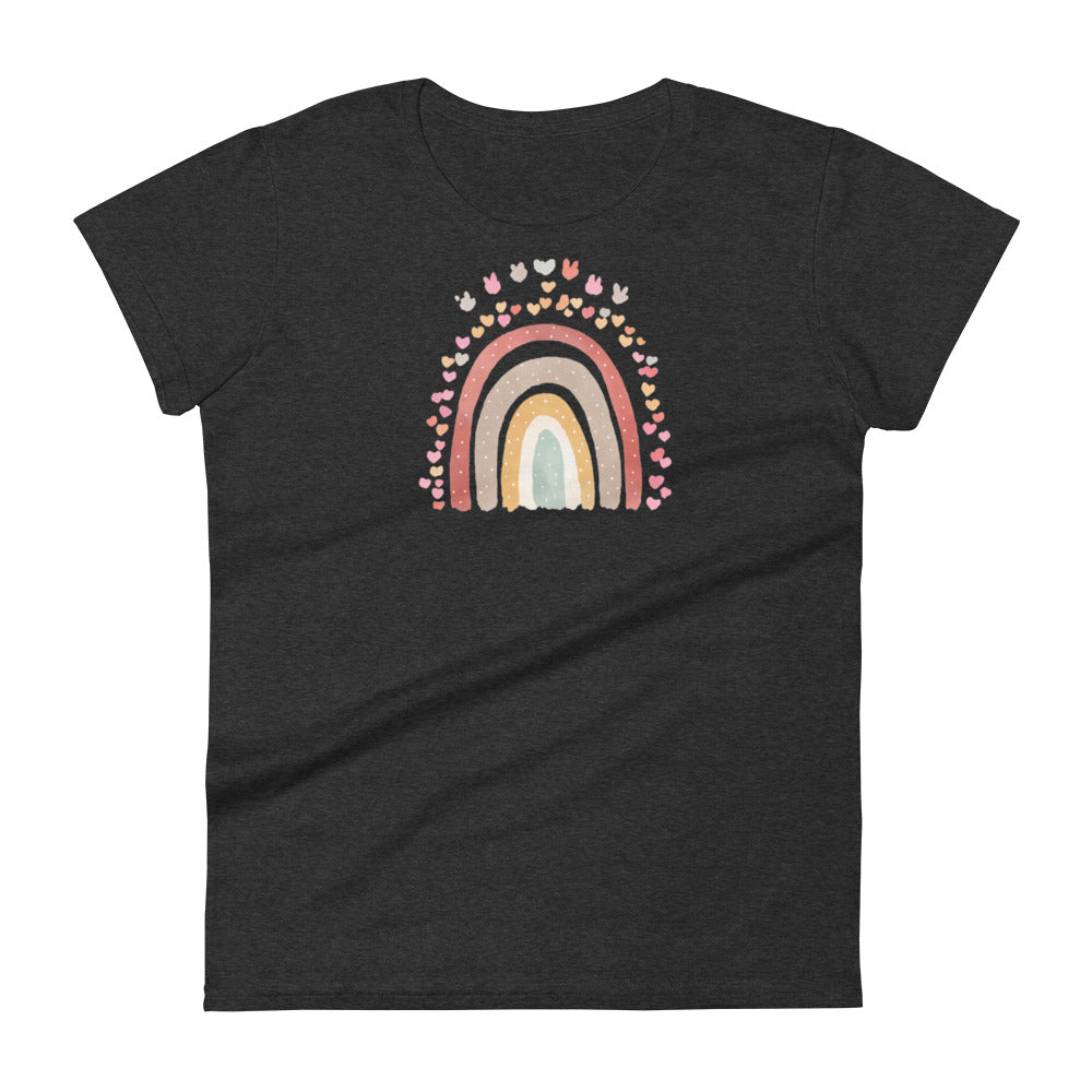 Women's Short Sleeve T-Shirt - "Rainbows & Hearts"  Spring