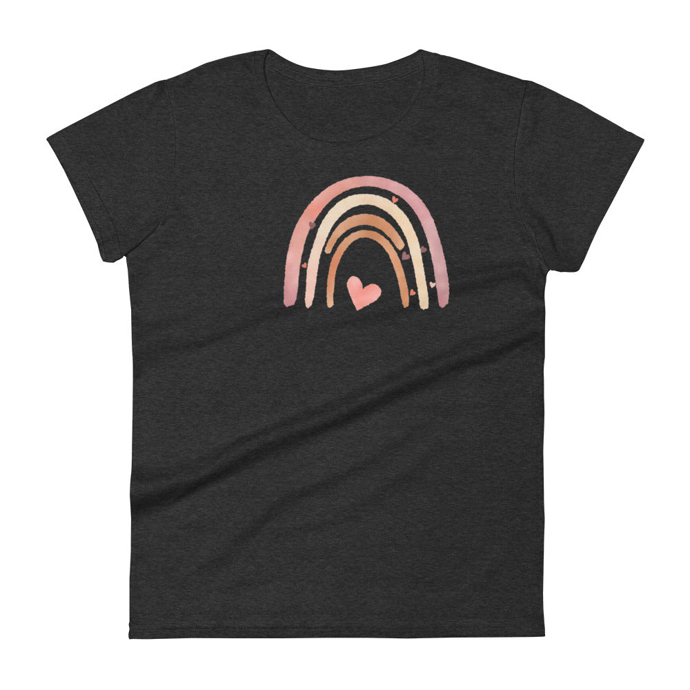 Women's Short Sleeve T-Shirt "Rainbows & Hearts" Heart