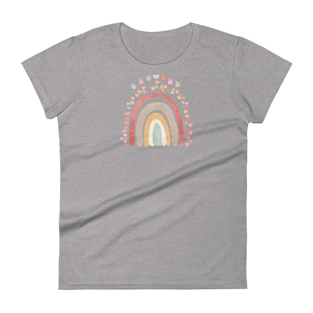 Women's Short Sleeve T-Shirt - "Rainbows & Hearts"  Spring