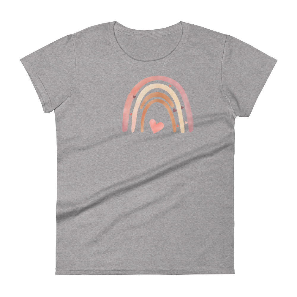 Women's Short Sleeve T-Shirt "Rainbows & Hearts" Heart