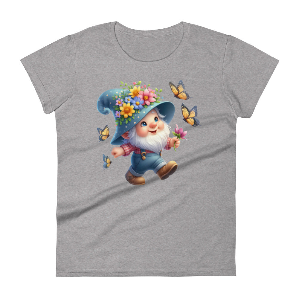 Women's Short Sleeve T-Shirt "Garden Gnomes" Butterflies