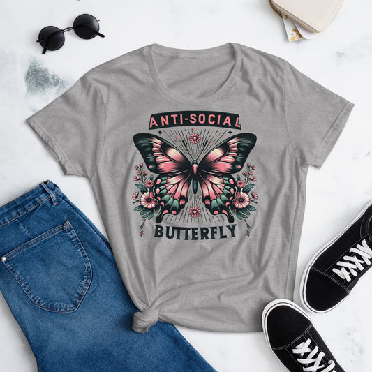 Women's Short Sleeve T-Shirt "Anti-Social Butterfly"