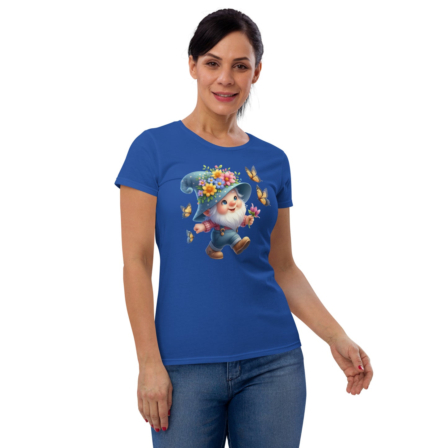 Women's Short Sleeve T-Shirt "Garden Gnomes" Butterflies