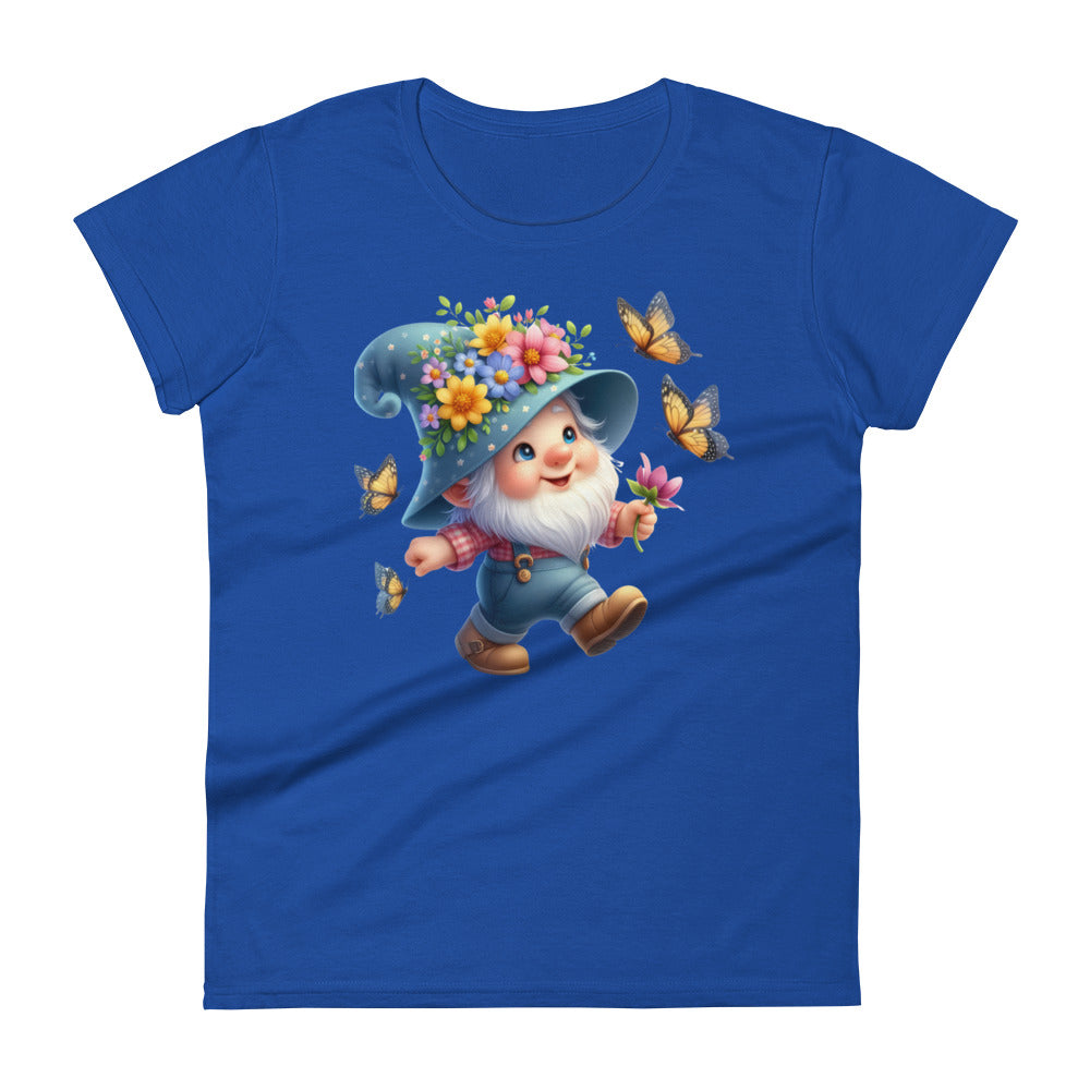 Women's Short Sleeve T-Shirt "Garden Gnomes" Butterflies