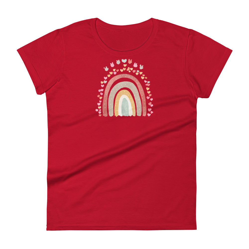 Women's Short Sleeve T-Shirt - "Rainbows & Hearts"  Spring