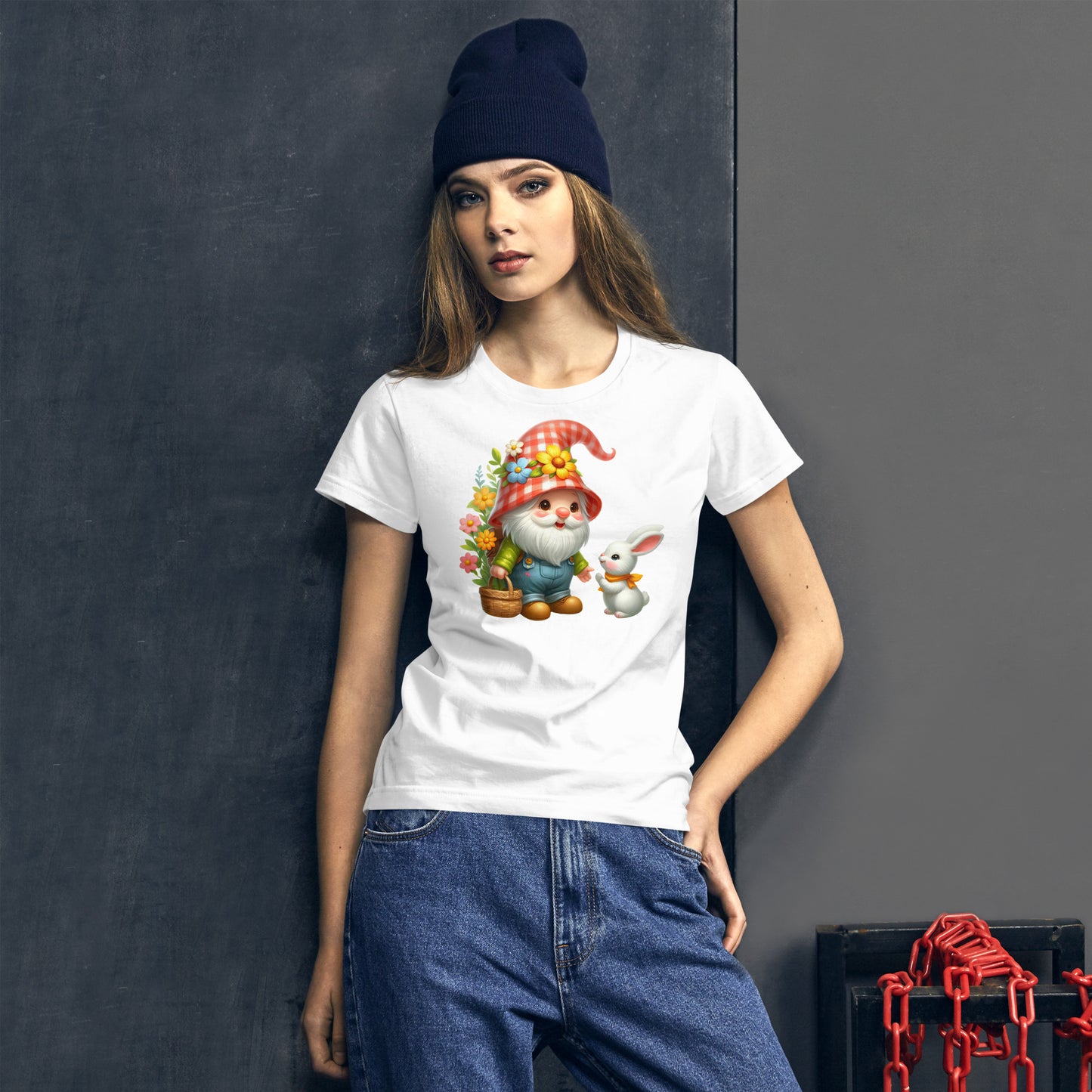 Women's Short Sleeve T-Shirt  "Garden Gnomes" Daisy & Bunny