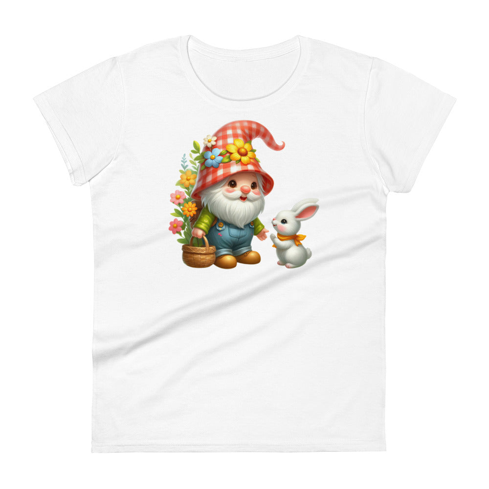 Women's Short Sleeve T-Shirt  "Garden Gnomes" Daisy & Bunny