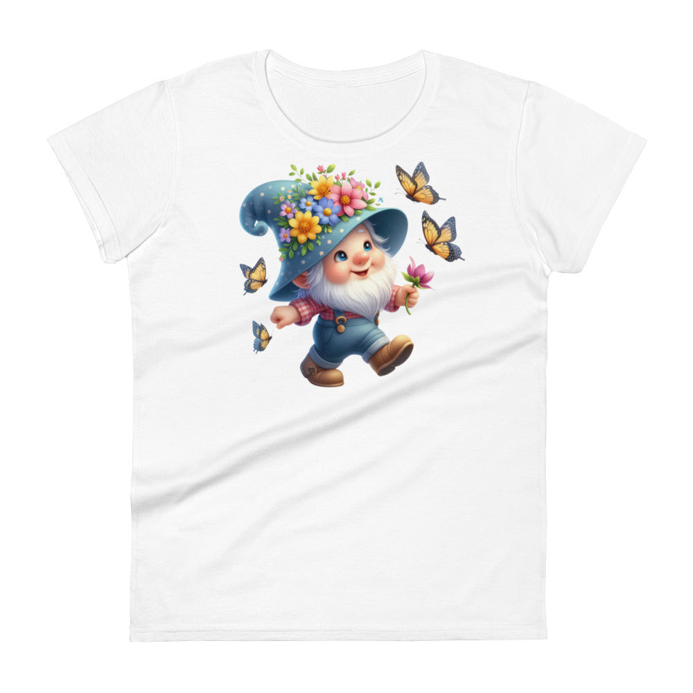 Women's Short Sleeve T-Shirt  "Garden Gnomes" Butterflies