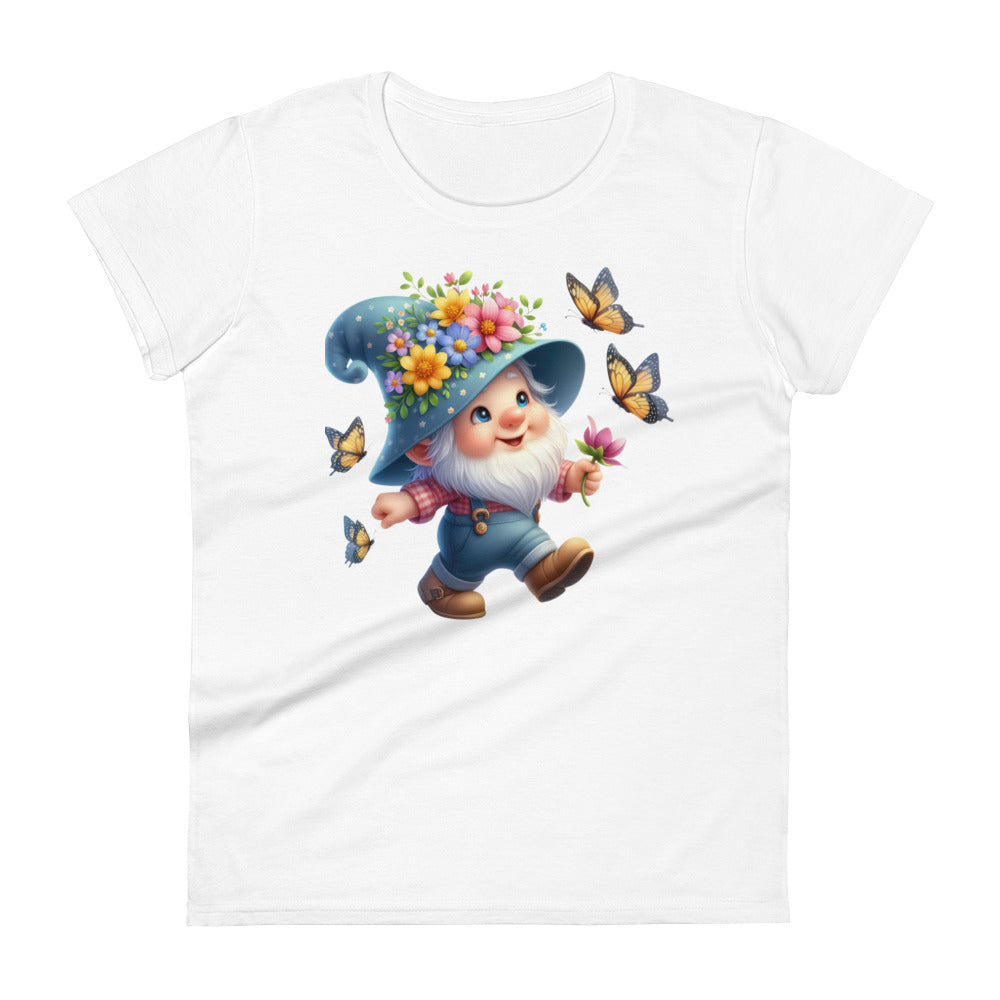 Women's Short Sleeve T-Shirt "Garden Gnomes" Butterflies