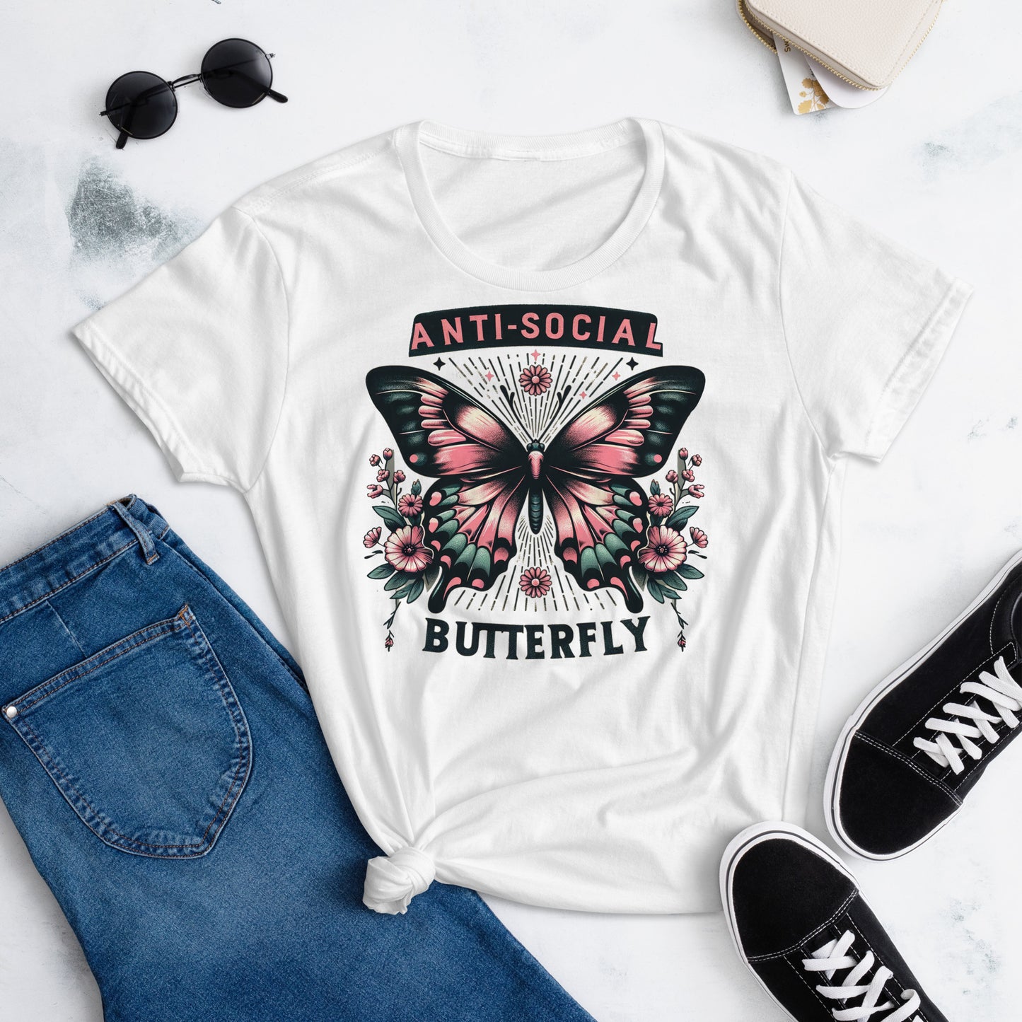 Women's Short Sleeve T-Shirt "Anti-Social Butterfly"