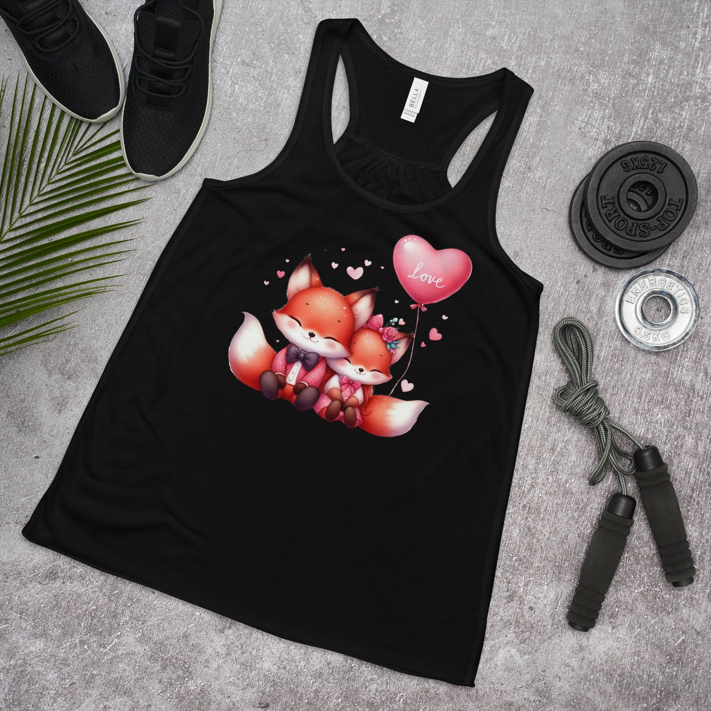 Kawaii Animal Love Fox  - Women's Flowy Racerback Tank