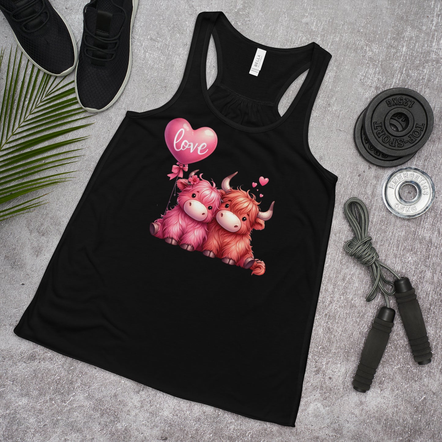 Kawaii Animal Love Yaks - Women's Flowy Racerback Tank