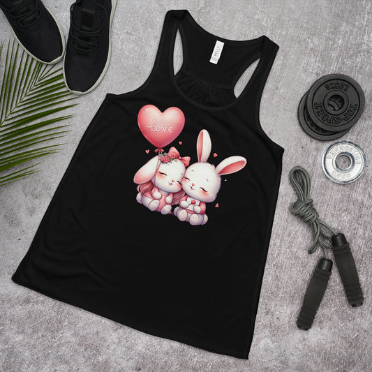 Kawaii Animal Love Bunny   - Women's Flowy Racerback Tank