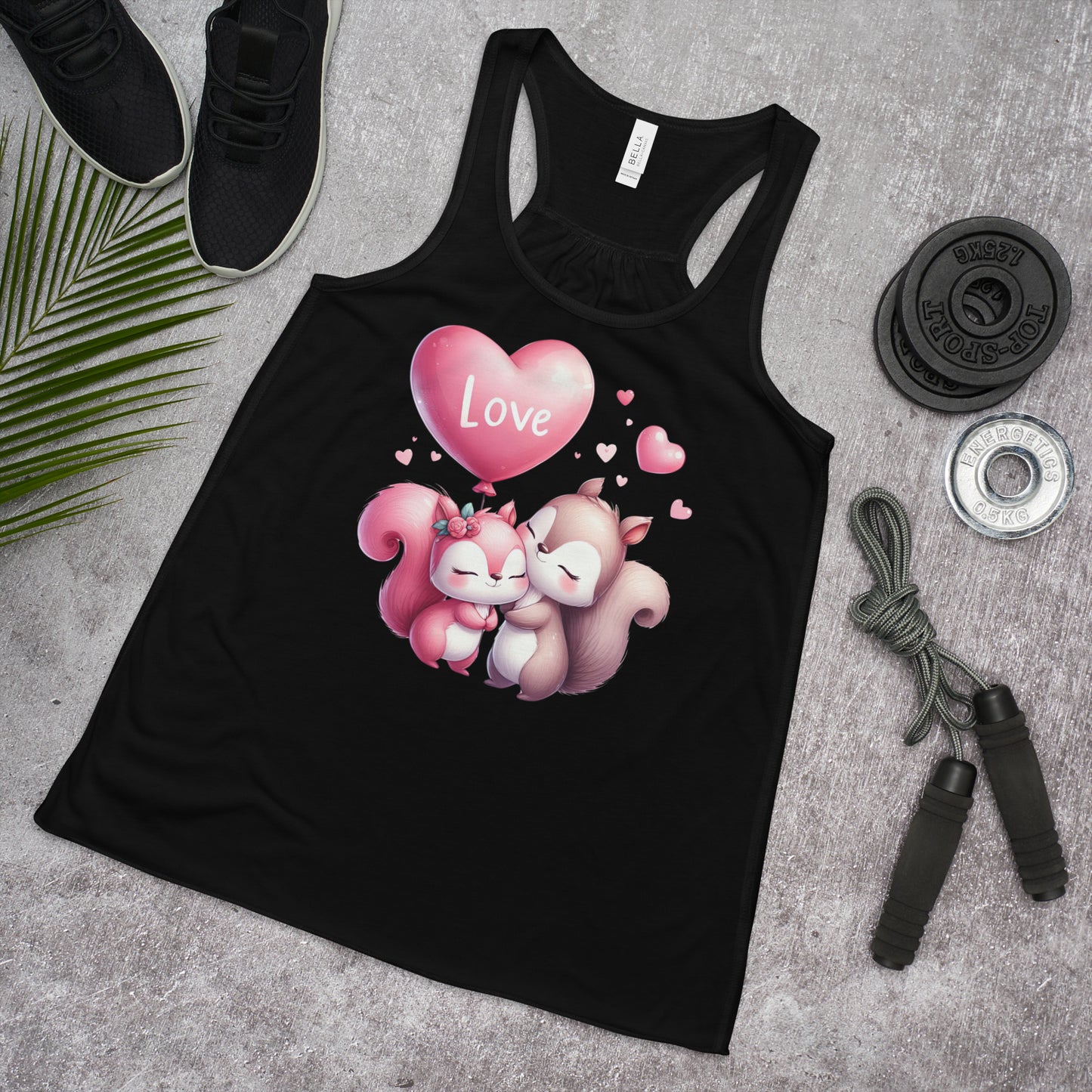 Kawaii Animal Love Squirrels -  Women's Flowy Racerback Tank