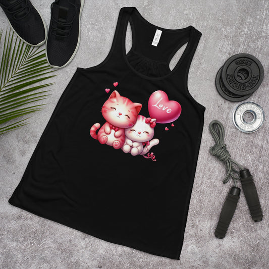 Kawaii Animal Love Cats - Women's Flowy Racerback Tank