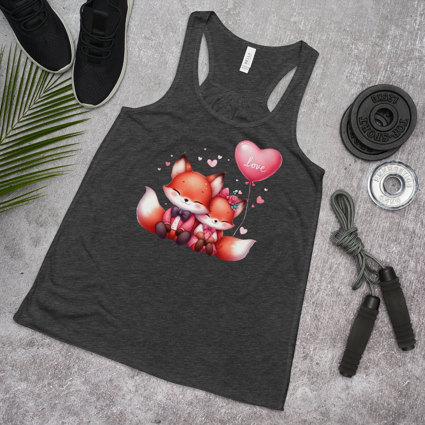 Kawaii Animal Love Fox  - Women's Flowy Racerback Tank