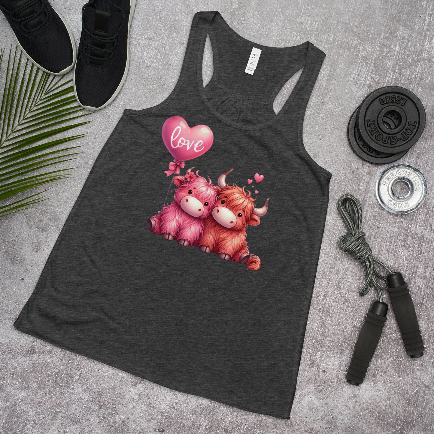 Kawaii Animal Love Yaks - Women's Flowy Racerback Tank