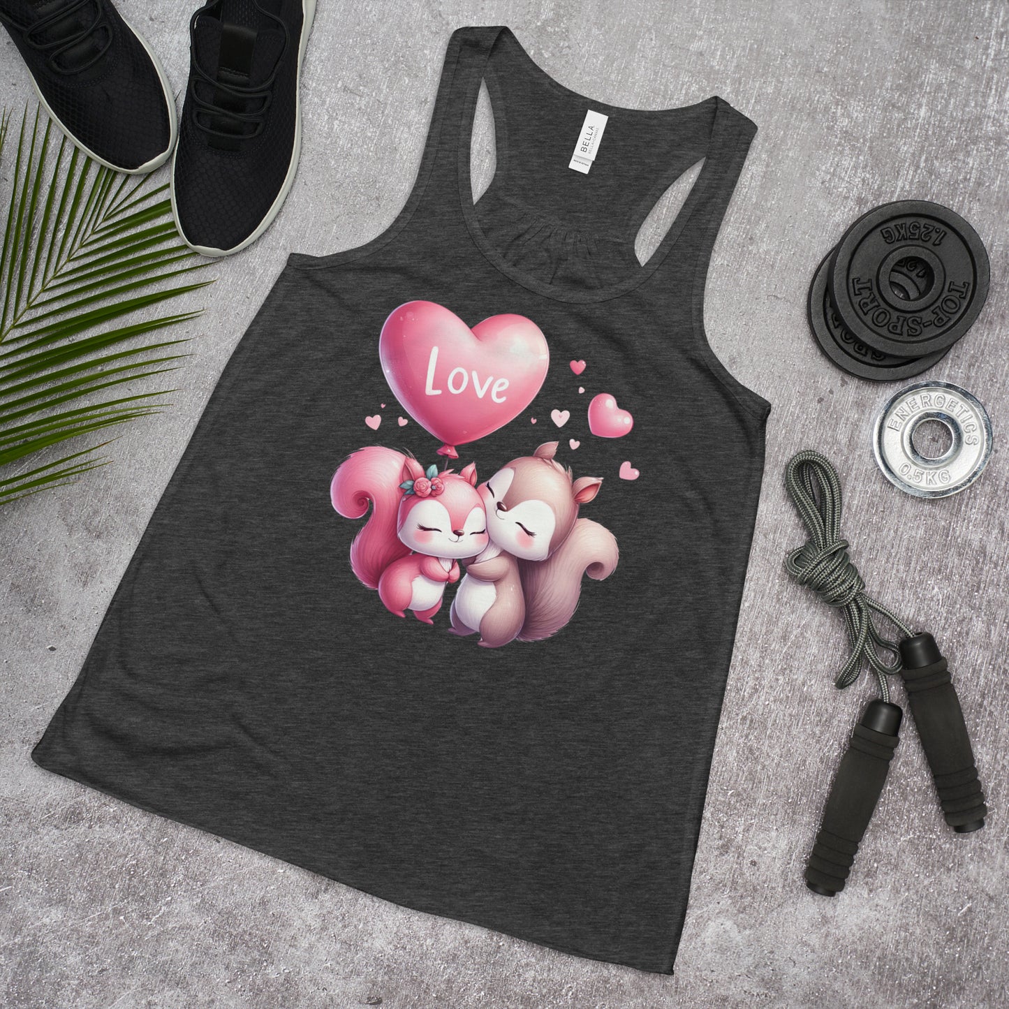 Kawaii Animal Love Squirrels -  Women's Flowy Racerback Tank