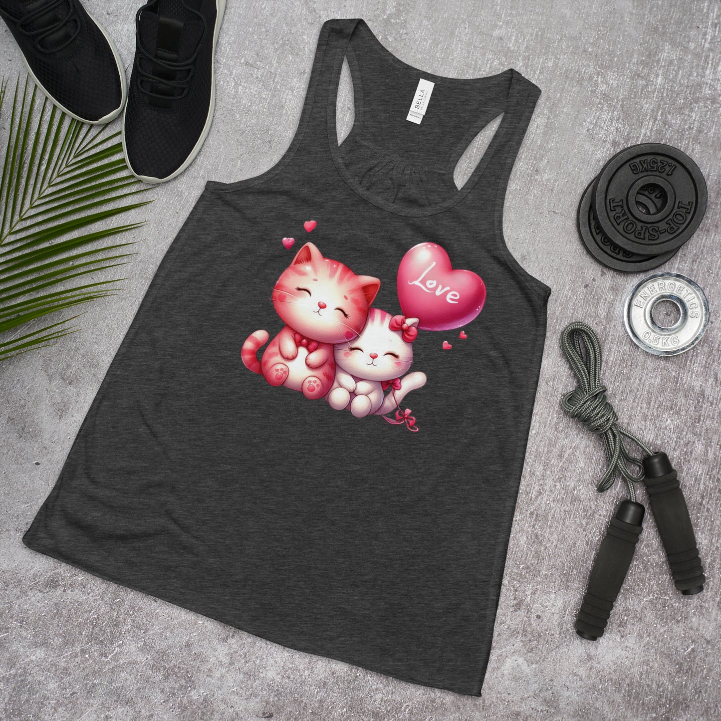 Kawaii Animal Love Cats - Women's Flowy Racerback Tank