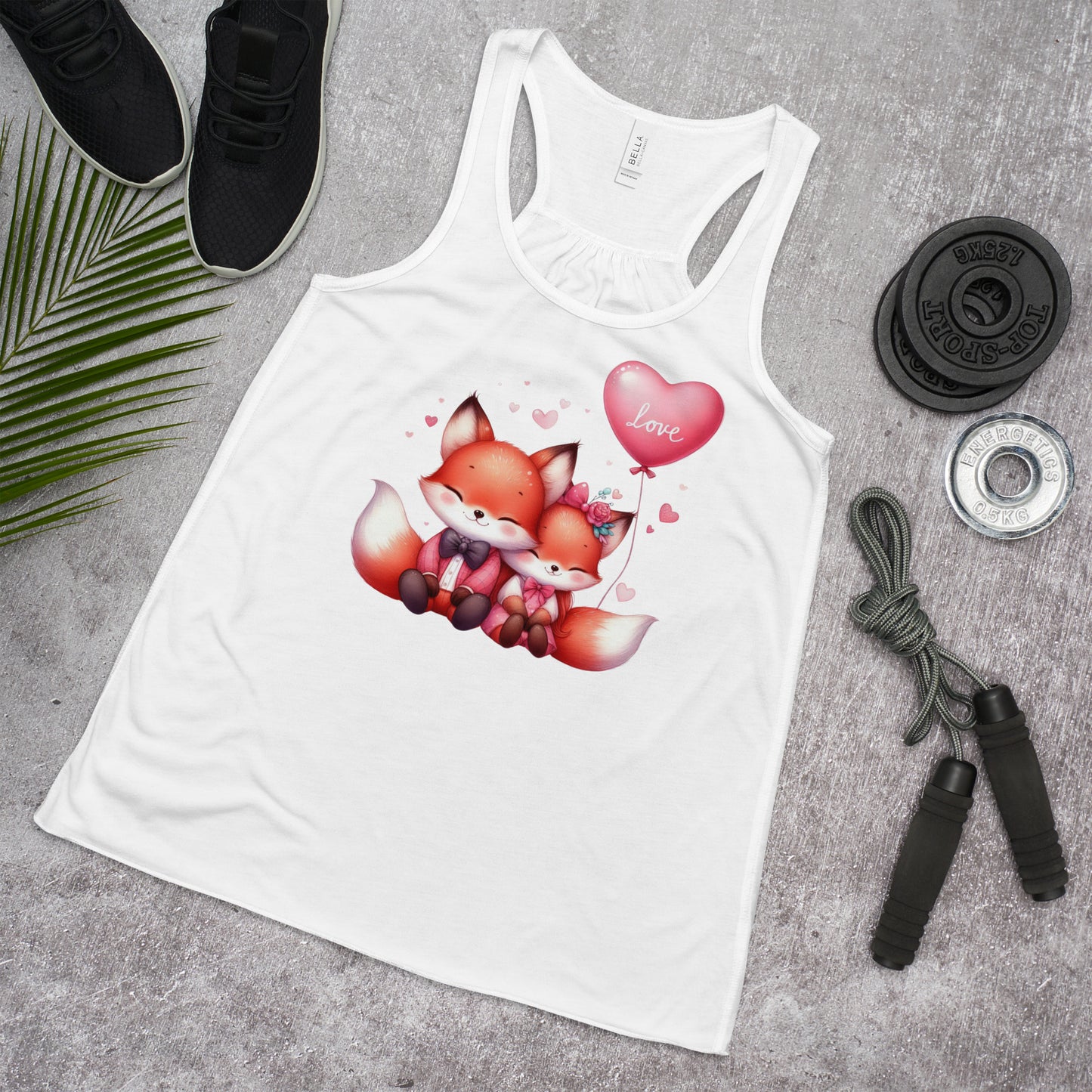 Kawaii Animal Love Fox  - Women's Flowy Racerback Tank