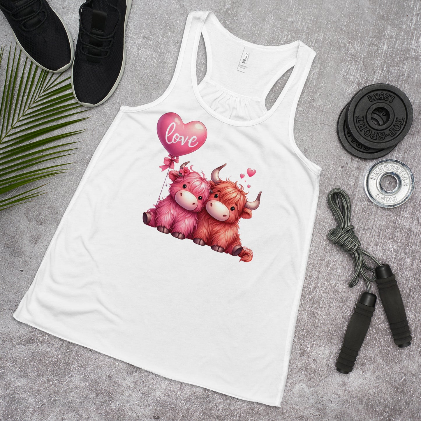 Kawaii Animal Love Yaks - Women's Flowy Racerback Tank