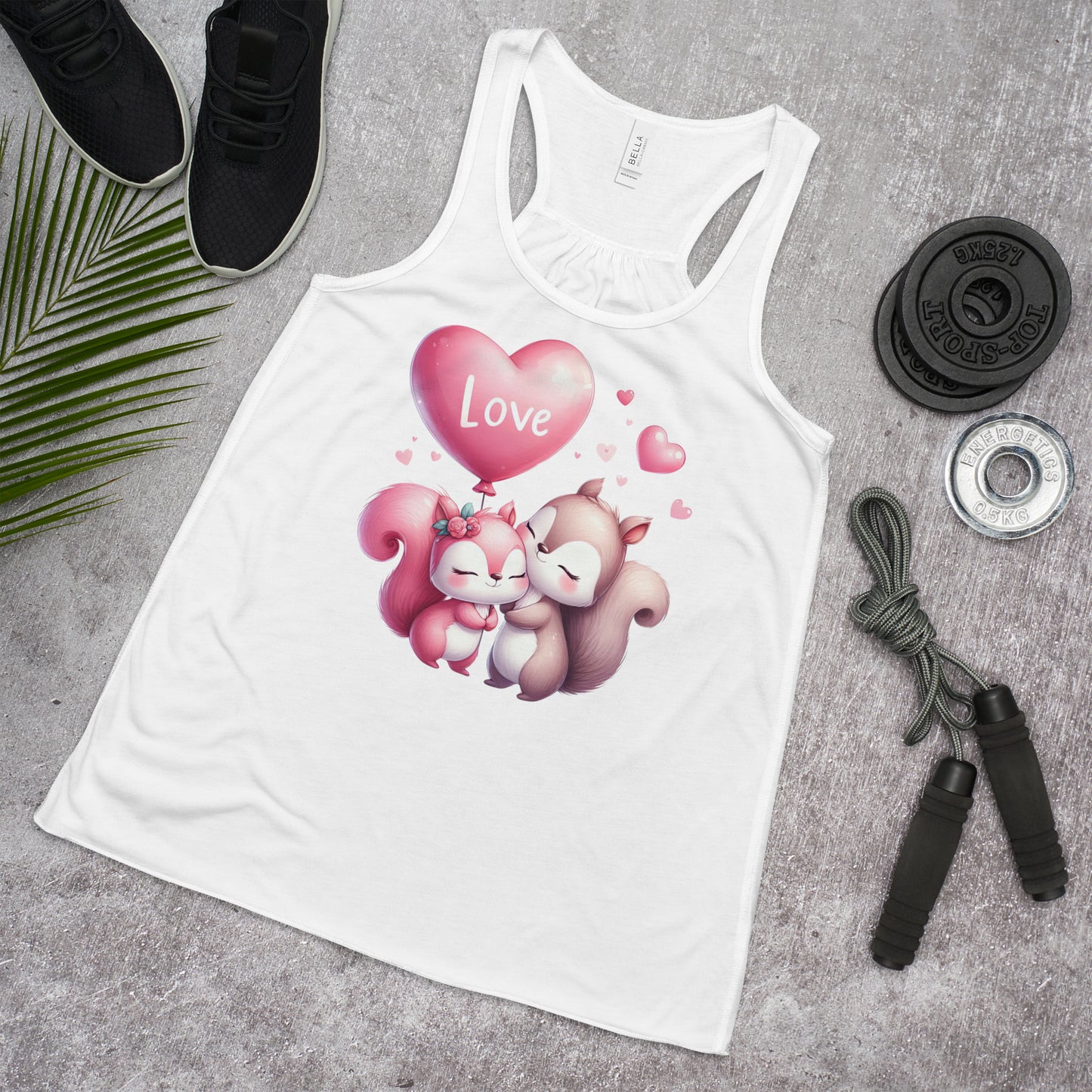 Kawaii Animal Love Squirrels -  Women's Flowy Racerback Tank