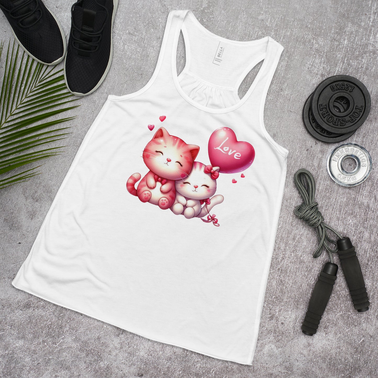 Kawaii Animal Love Cats - Women's Flowy Racerback Tank