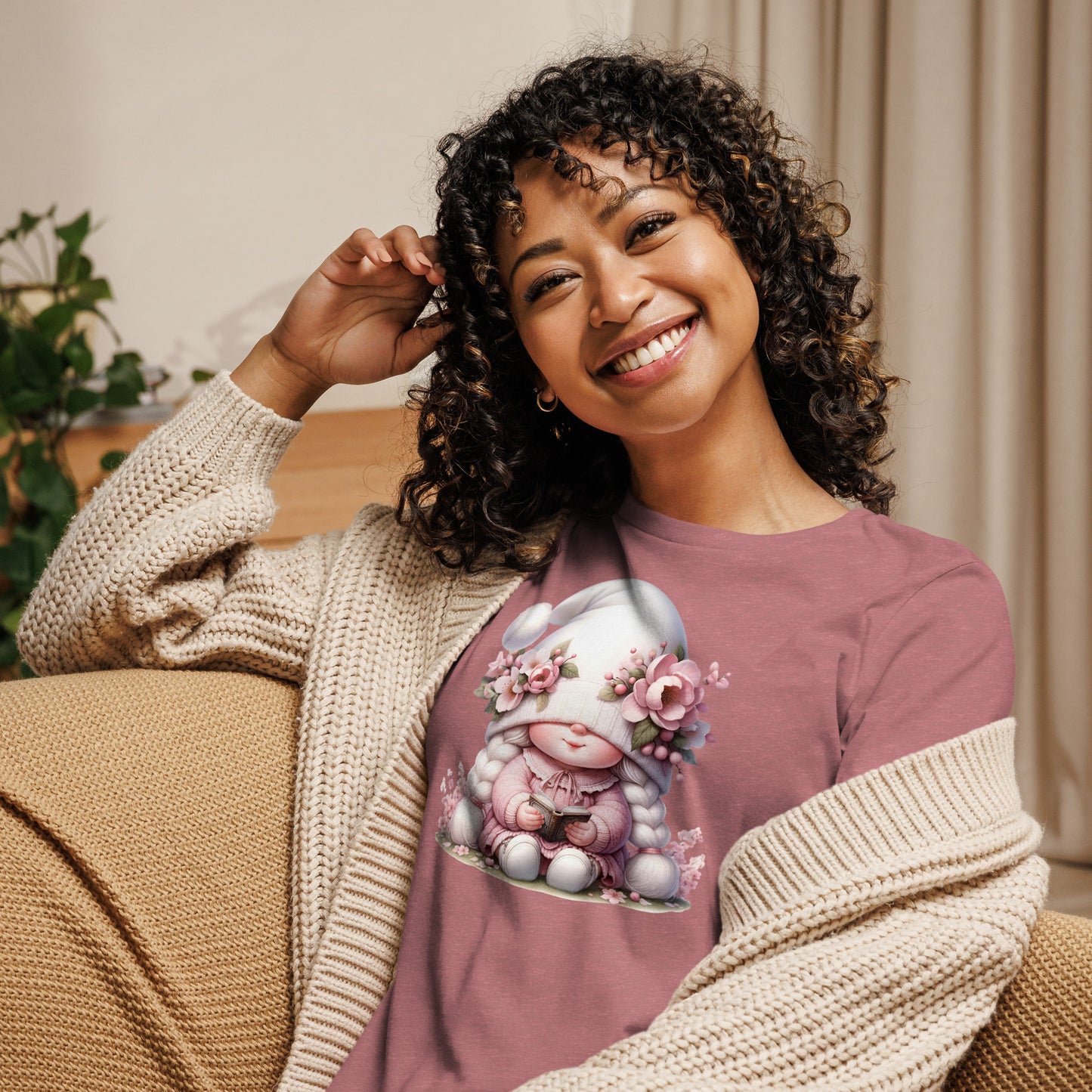 Women's Relaxed T-Shirt "Cherry Blossom Gnomes" #1`