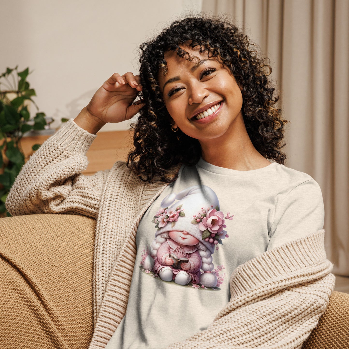 Women's Relaxed T-Shirt "Cherry Blossom Gnomes" #1`