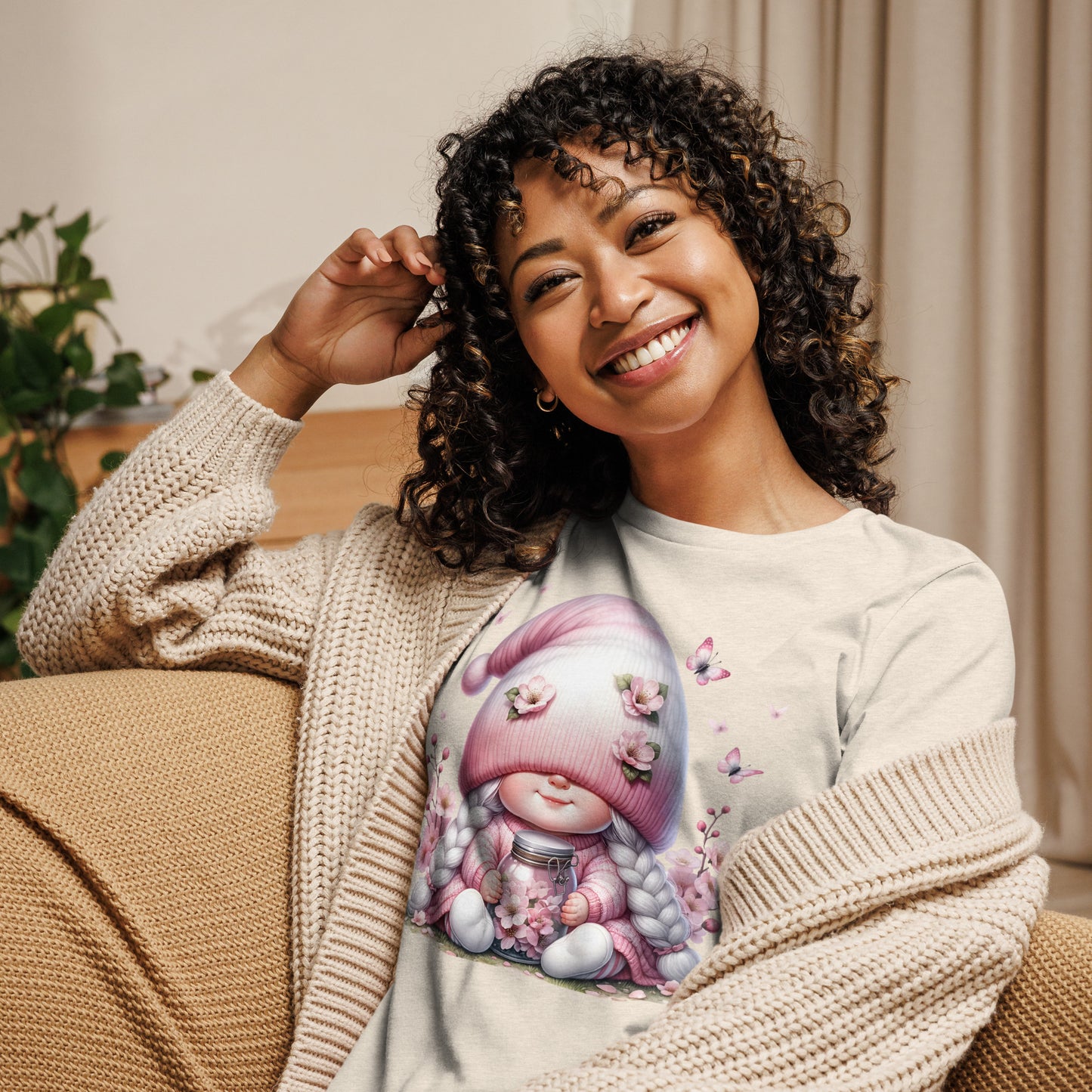 Women's Relaxed T-Shirt "Cherry Blossom Gnomes" #2