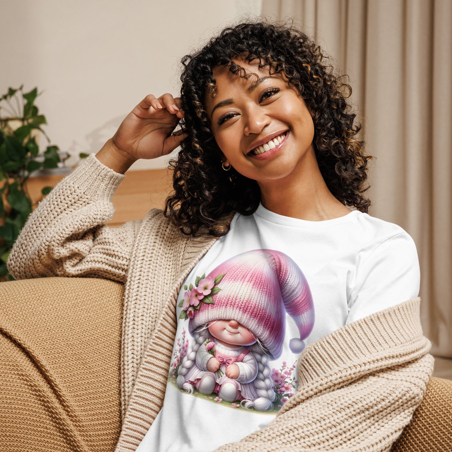 Women's Relaxed T-Shirt "Cherry Blossom Gnomes" #3