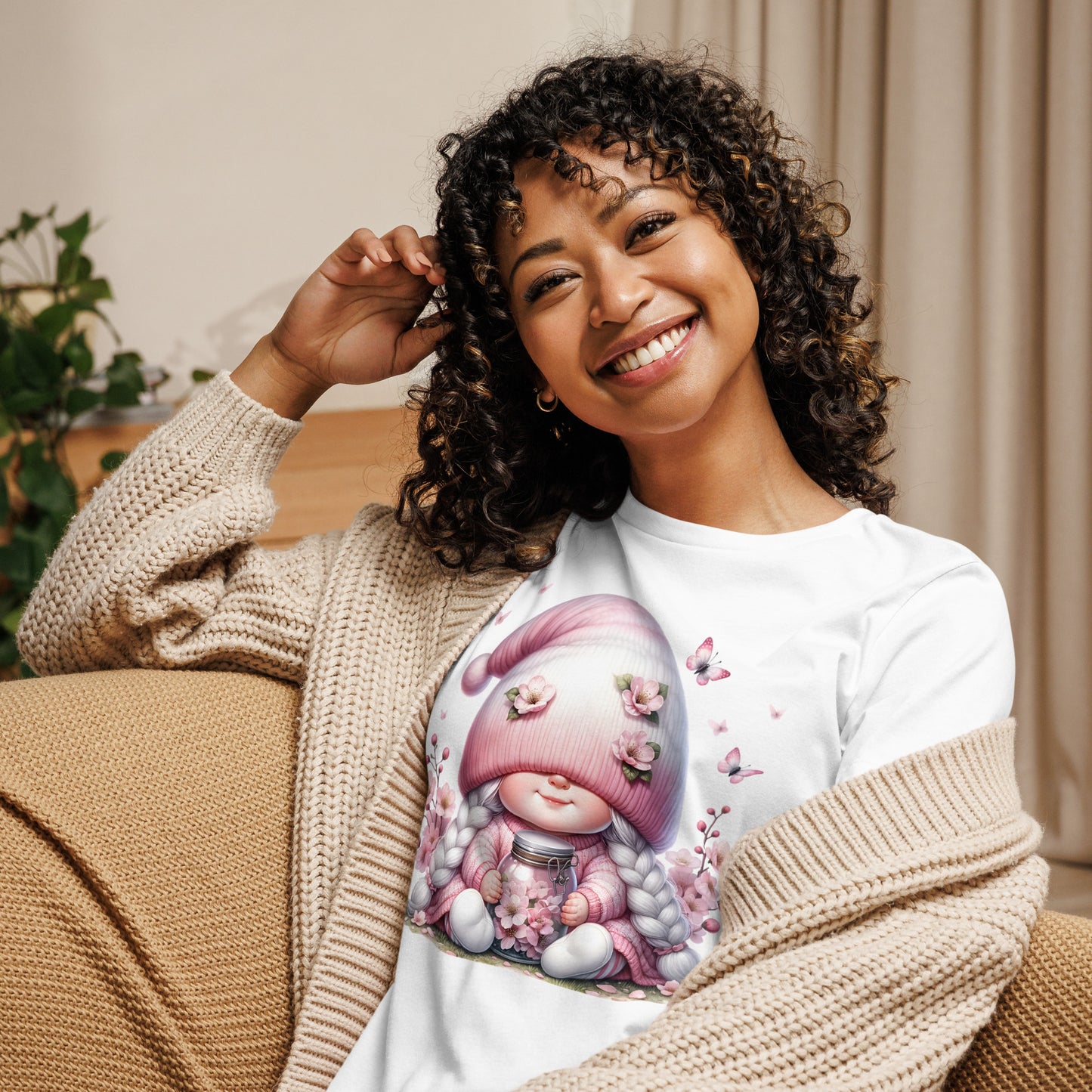 Women's Relaxed T-Shirt "Cherry Blossom Gnomes" #2