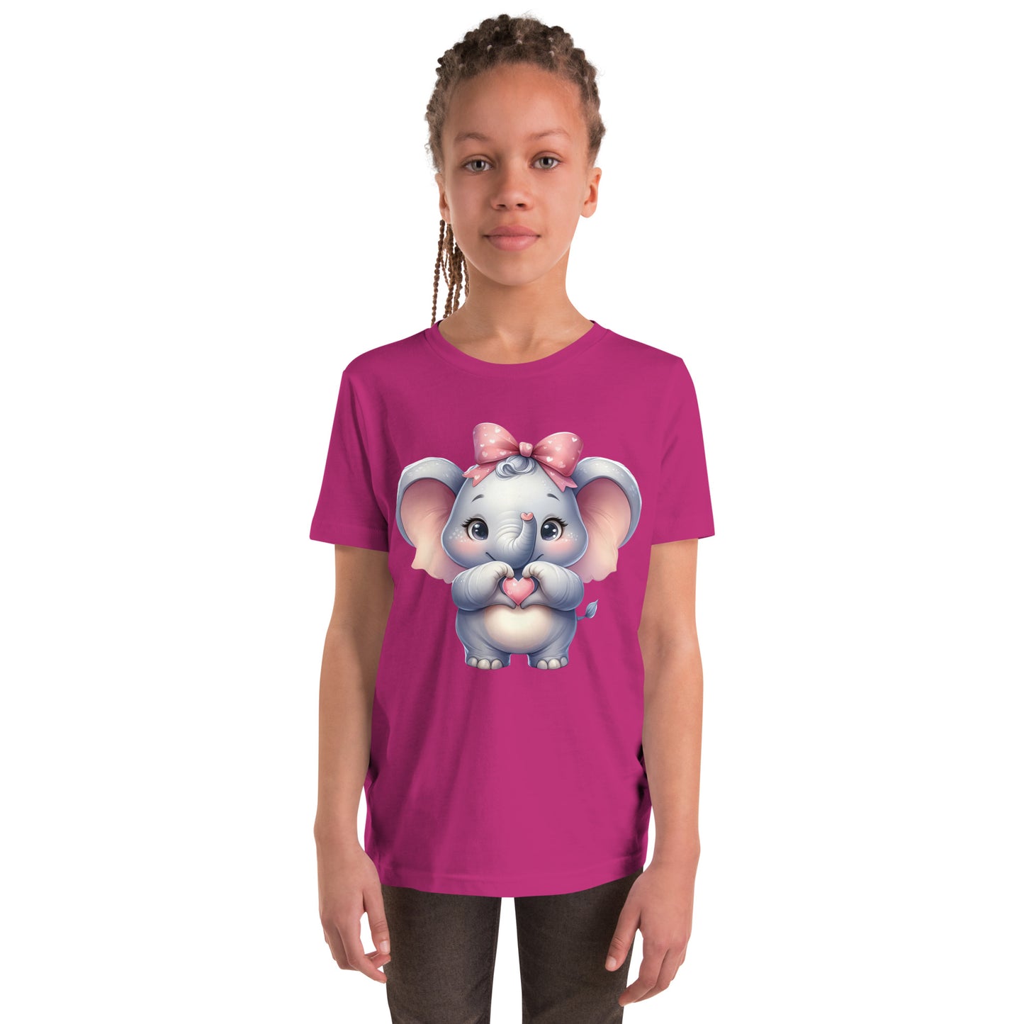 Youth Short Sleeve T-Shirt - Elephant with "Heart Hands"